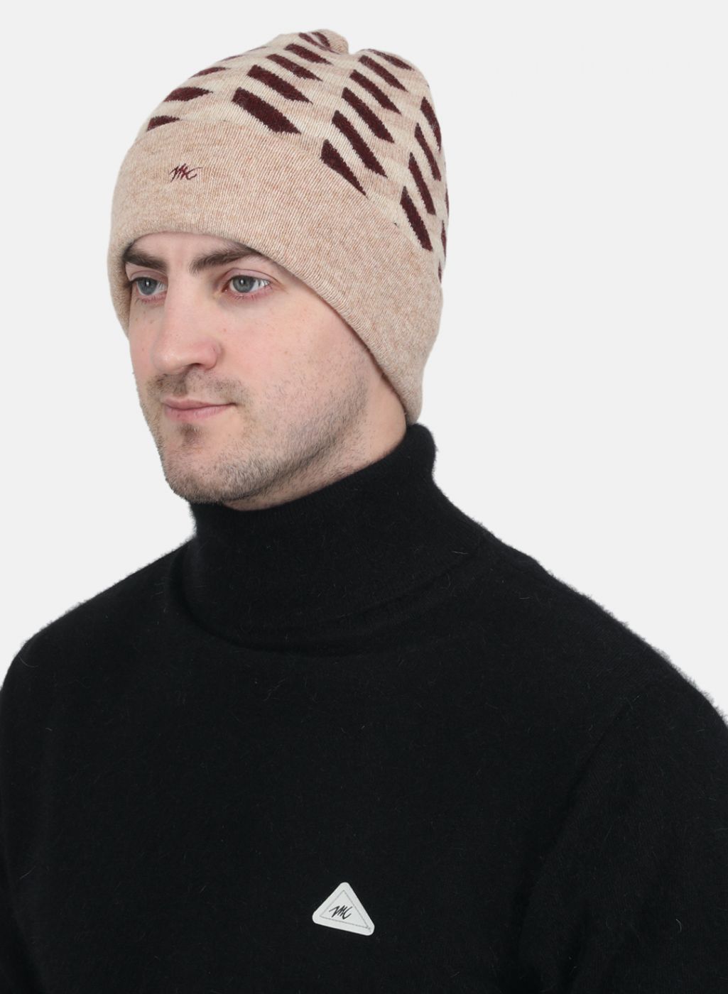 Men Beige Self Design Cap