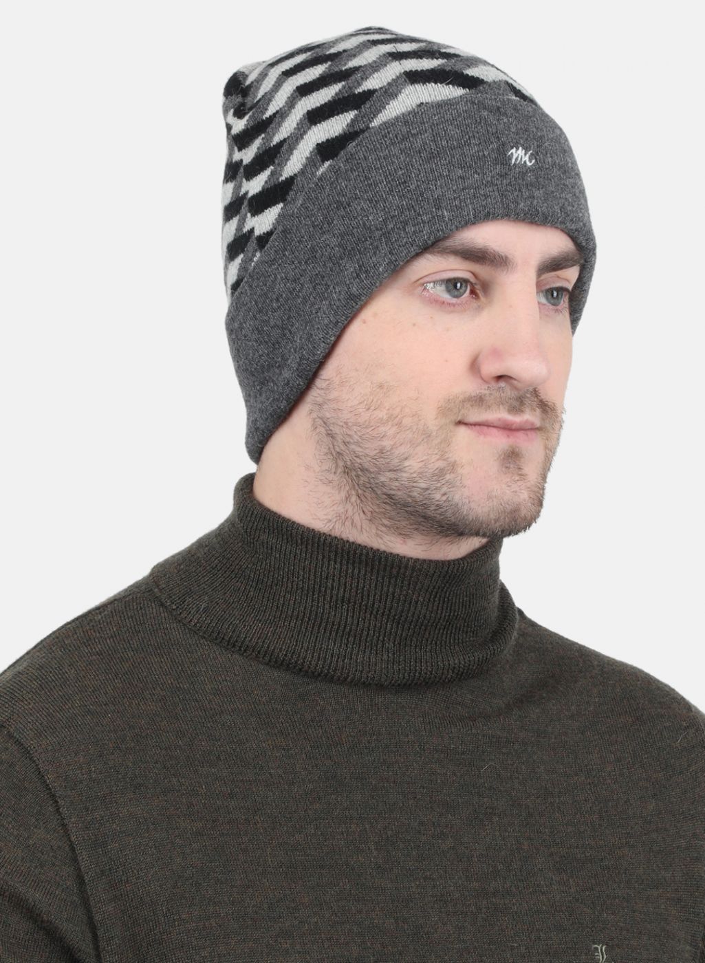 Men Grey Self Design Cap