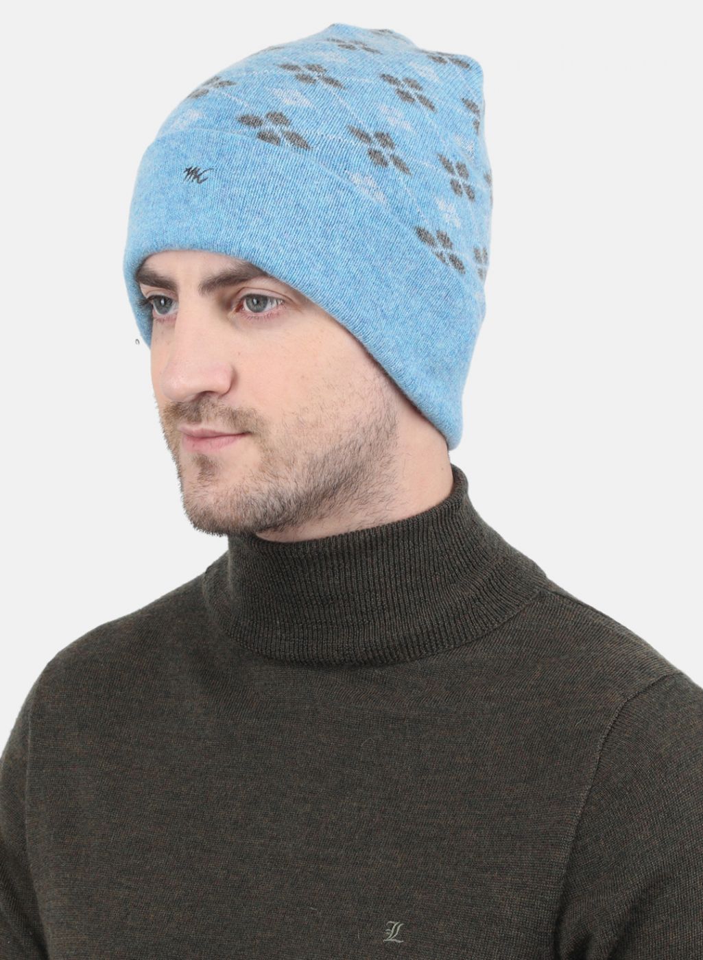 Men Sky Blue Self Design Cap
