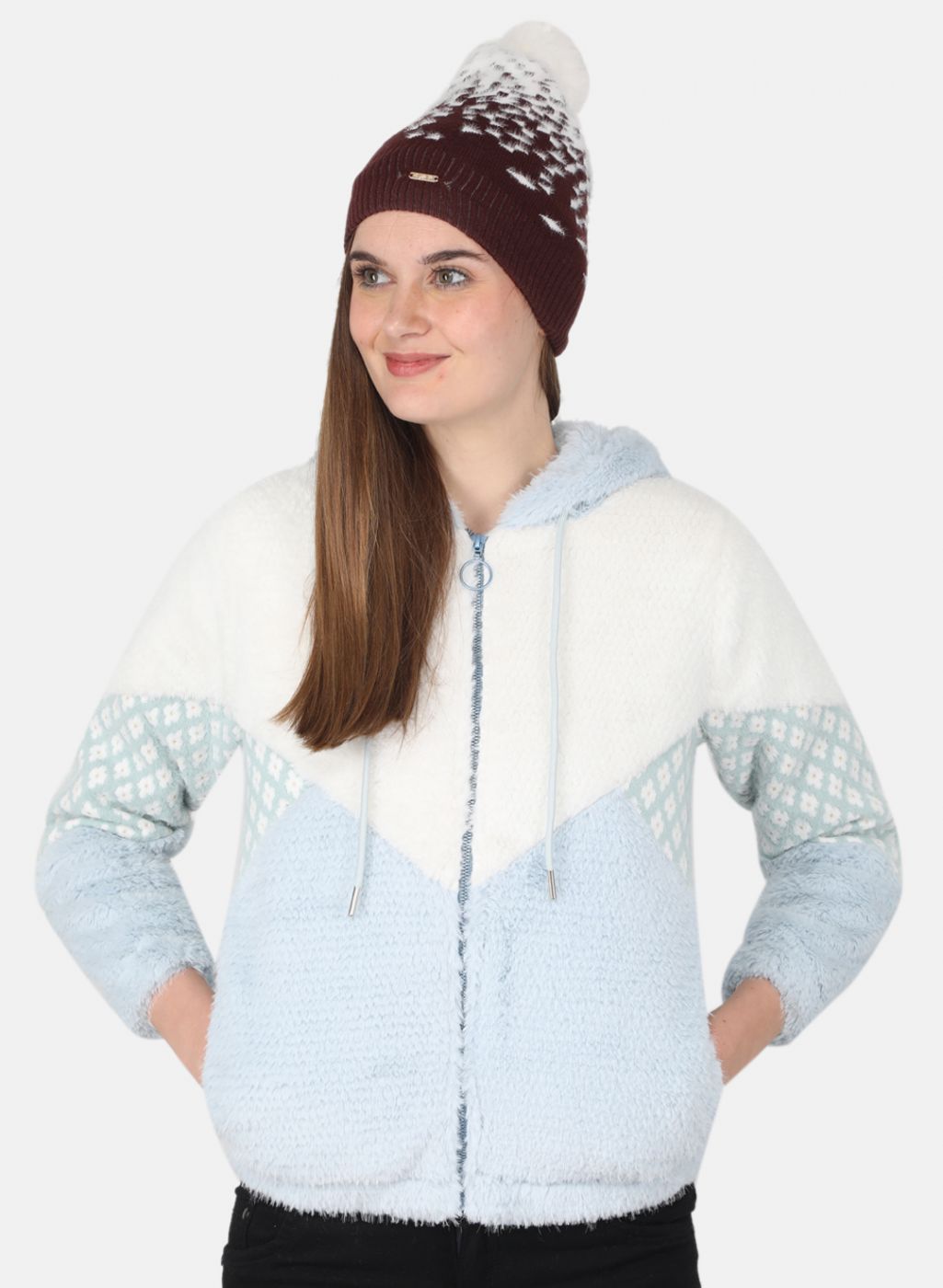 Women Pink Self Design Cap