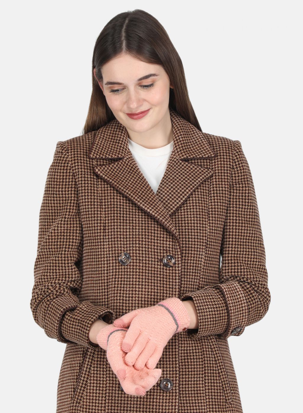 Women Pink Self design Gloves