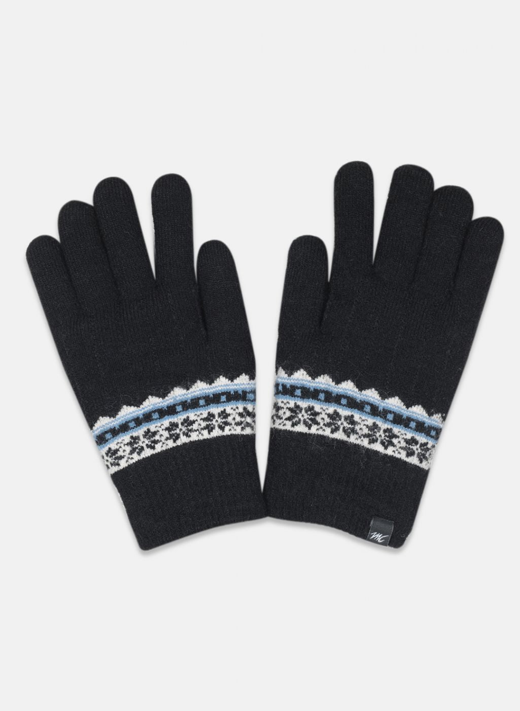 Women Black Self Design Gloves