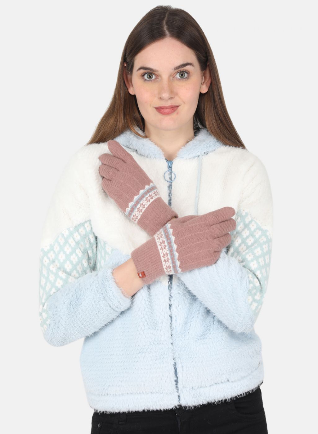 Women Pink Self Design Gloves