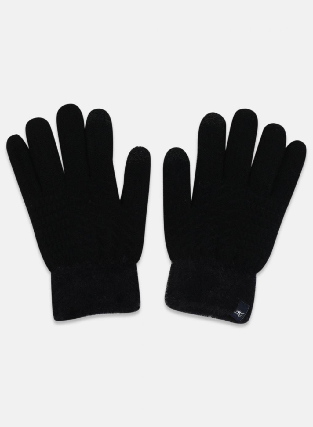Women Black Self Design Gloves