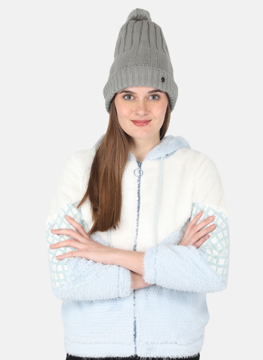 Women Grey Self Design Cap