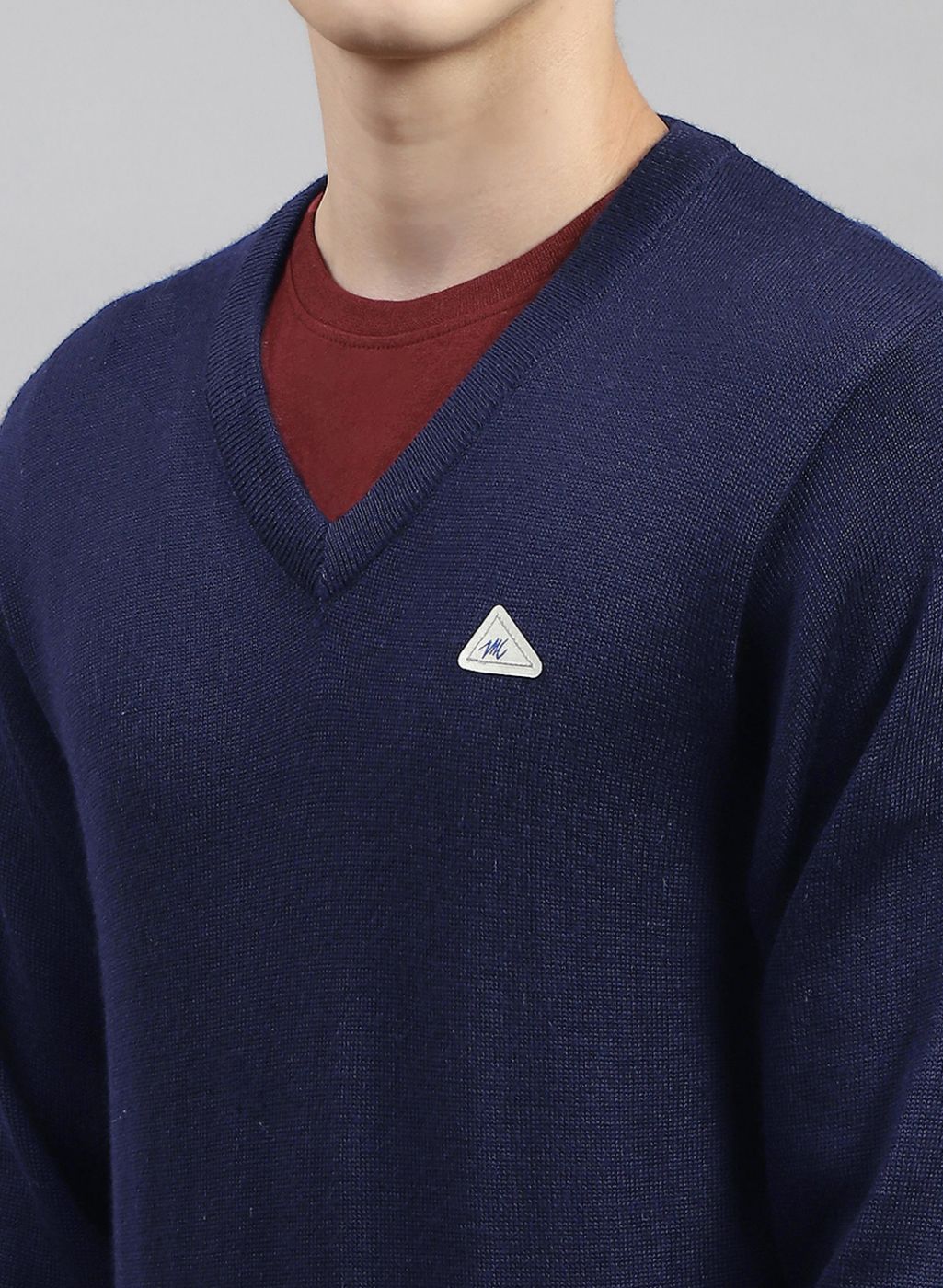 Men NAvy Blue Solid Pure wool Pullover
