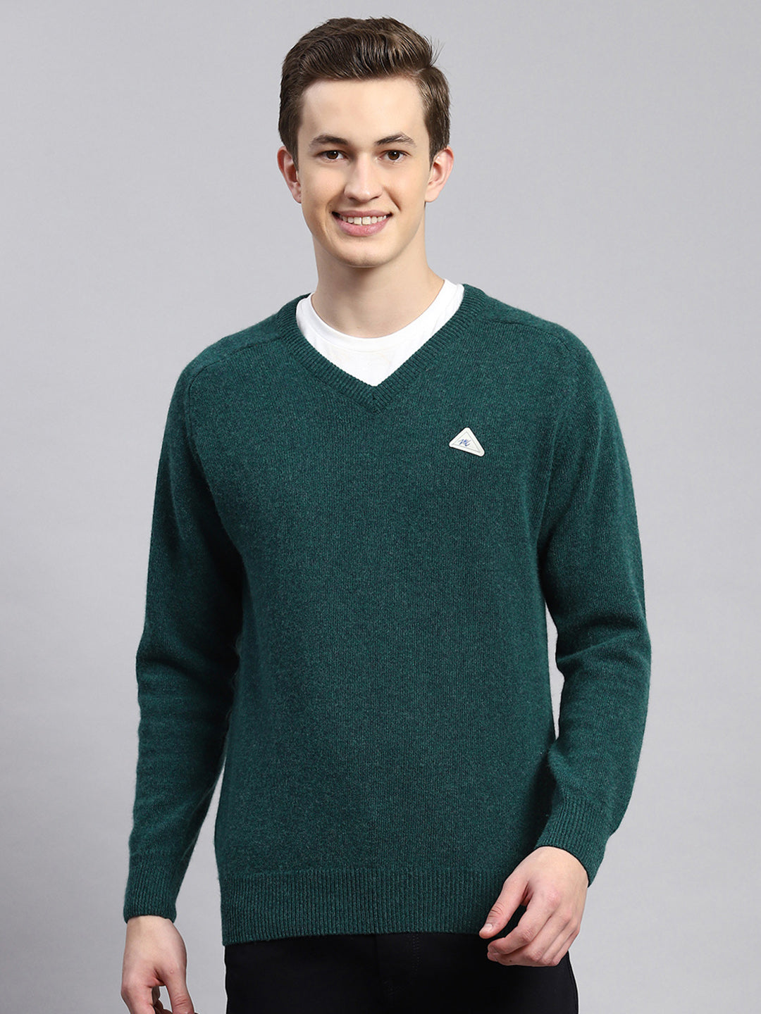 Men Green Solid Pullover