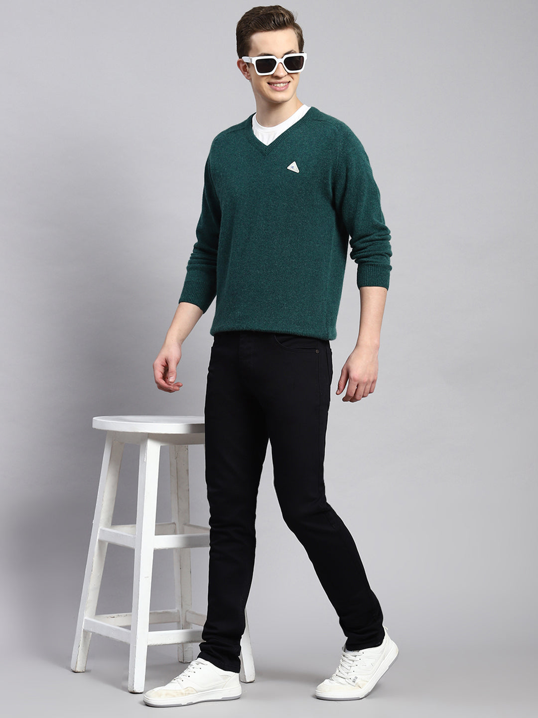 Men Green Solid Pullover