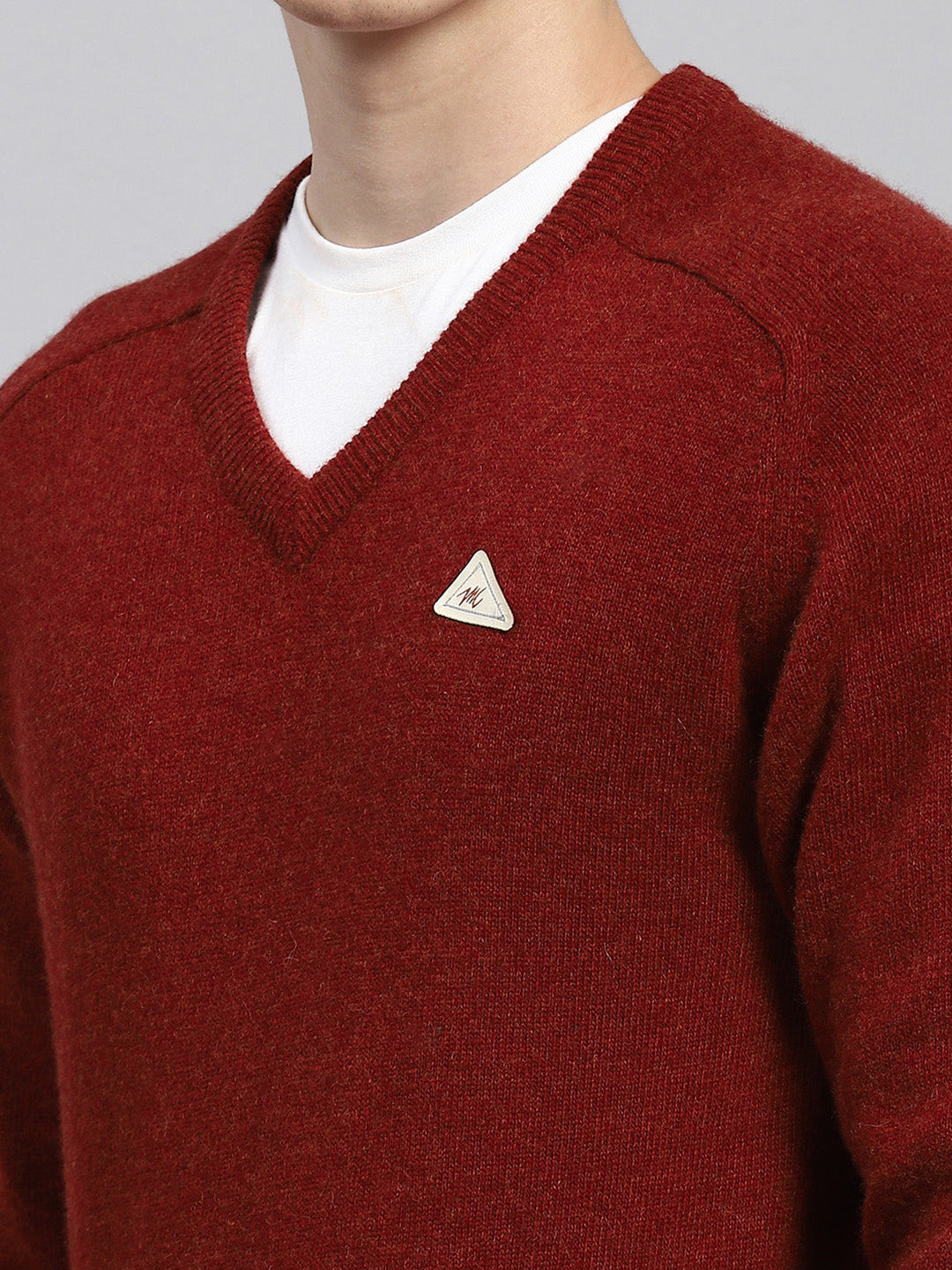 Men Maroon Solid Pullover