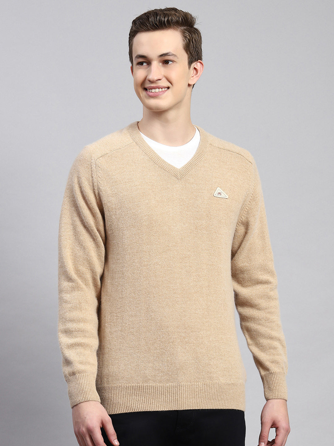 Men Brown Solid Pullover