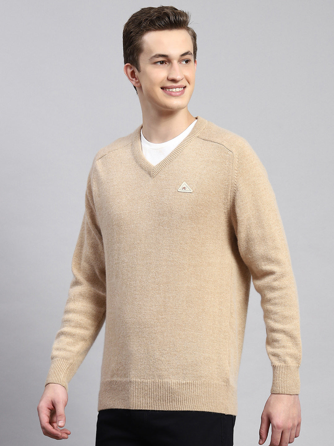 Men Brown Solid Pullover