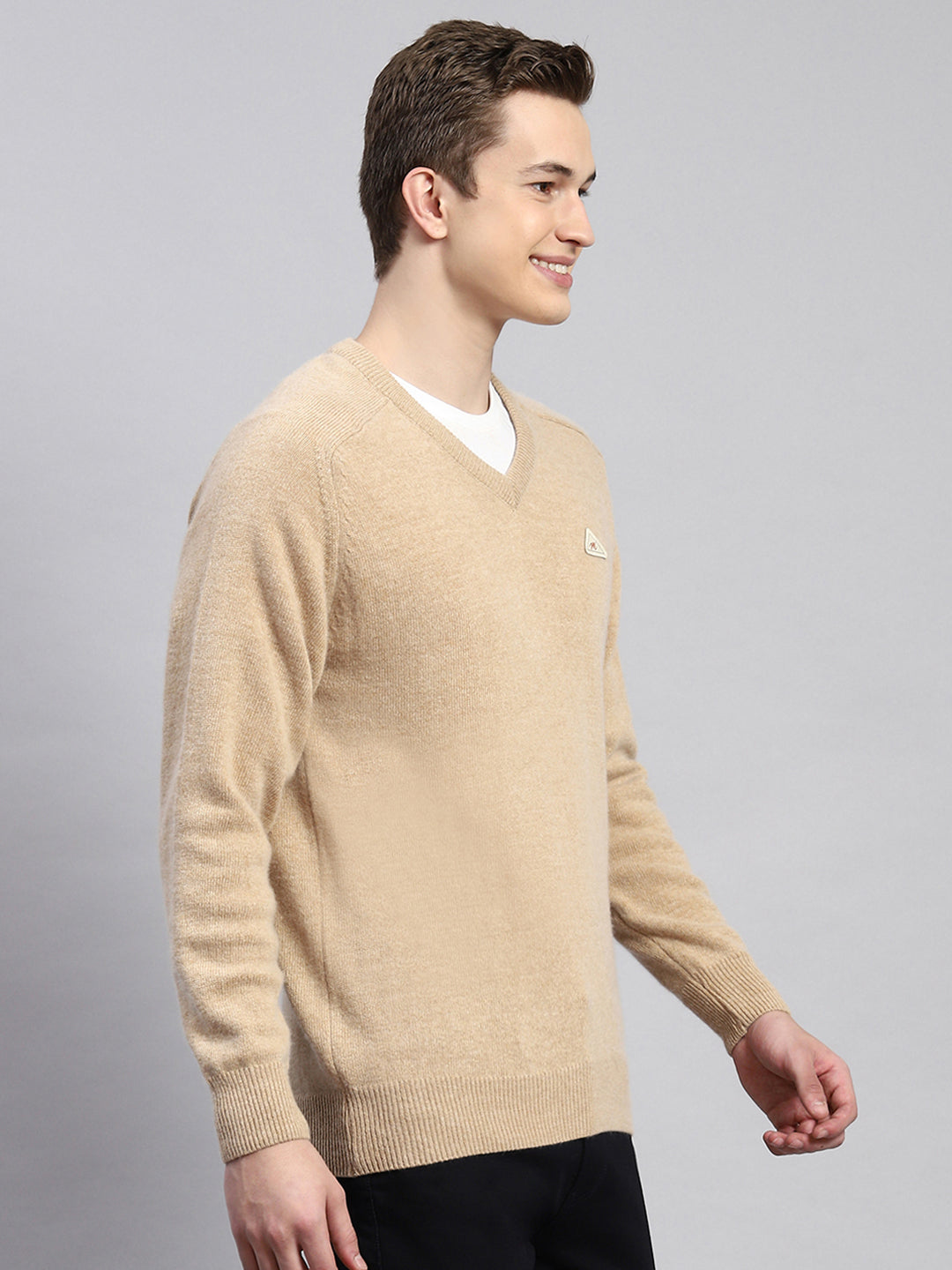 Men Brown Solid Pullover