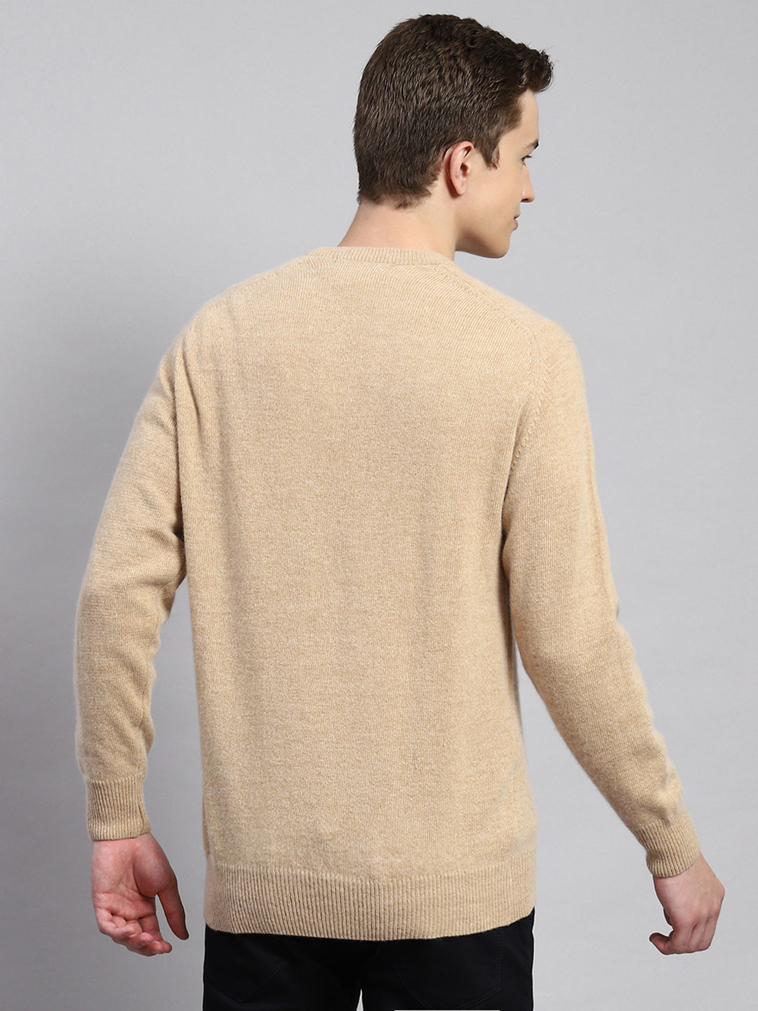 Men Brown Solid Pullover