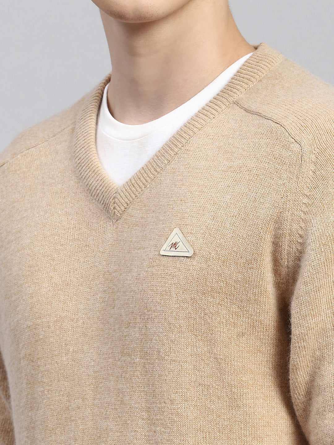 Men Brown Solid Pullover