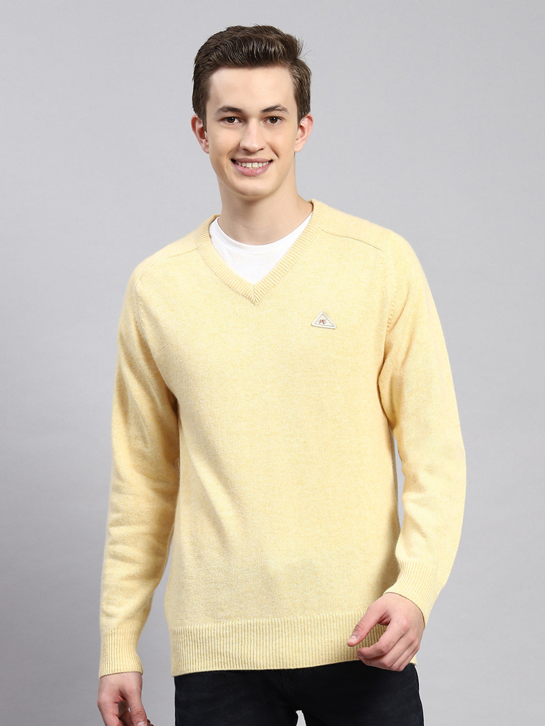 Men Yellow Solid Pullover