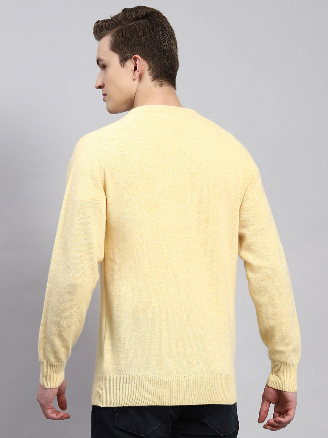 Men Yellow Solid Pullover