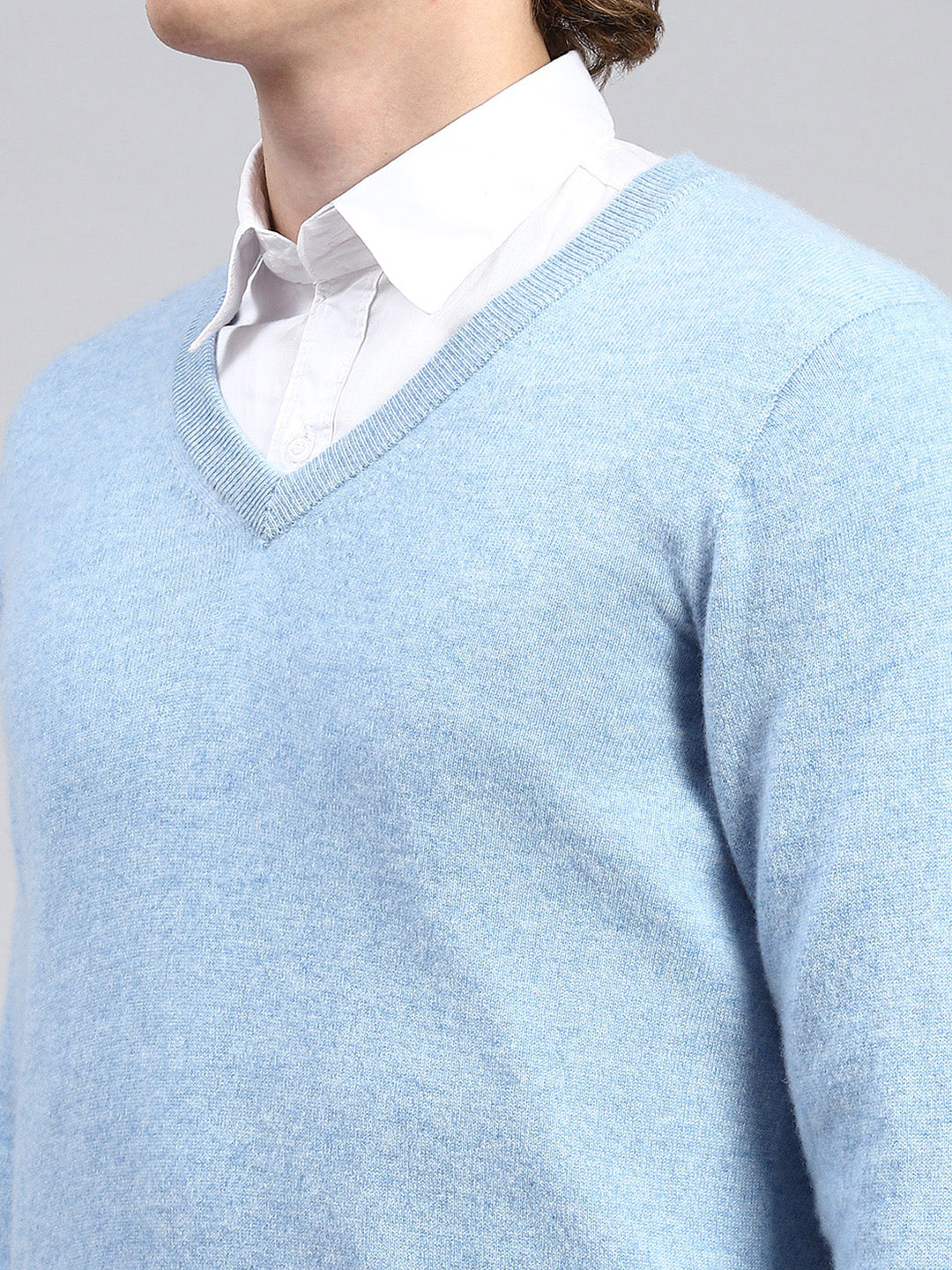 Men Blue Solid Pullover