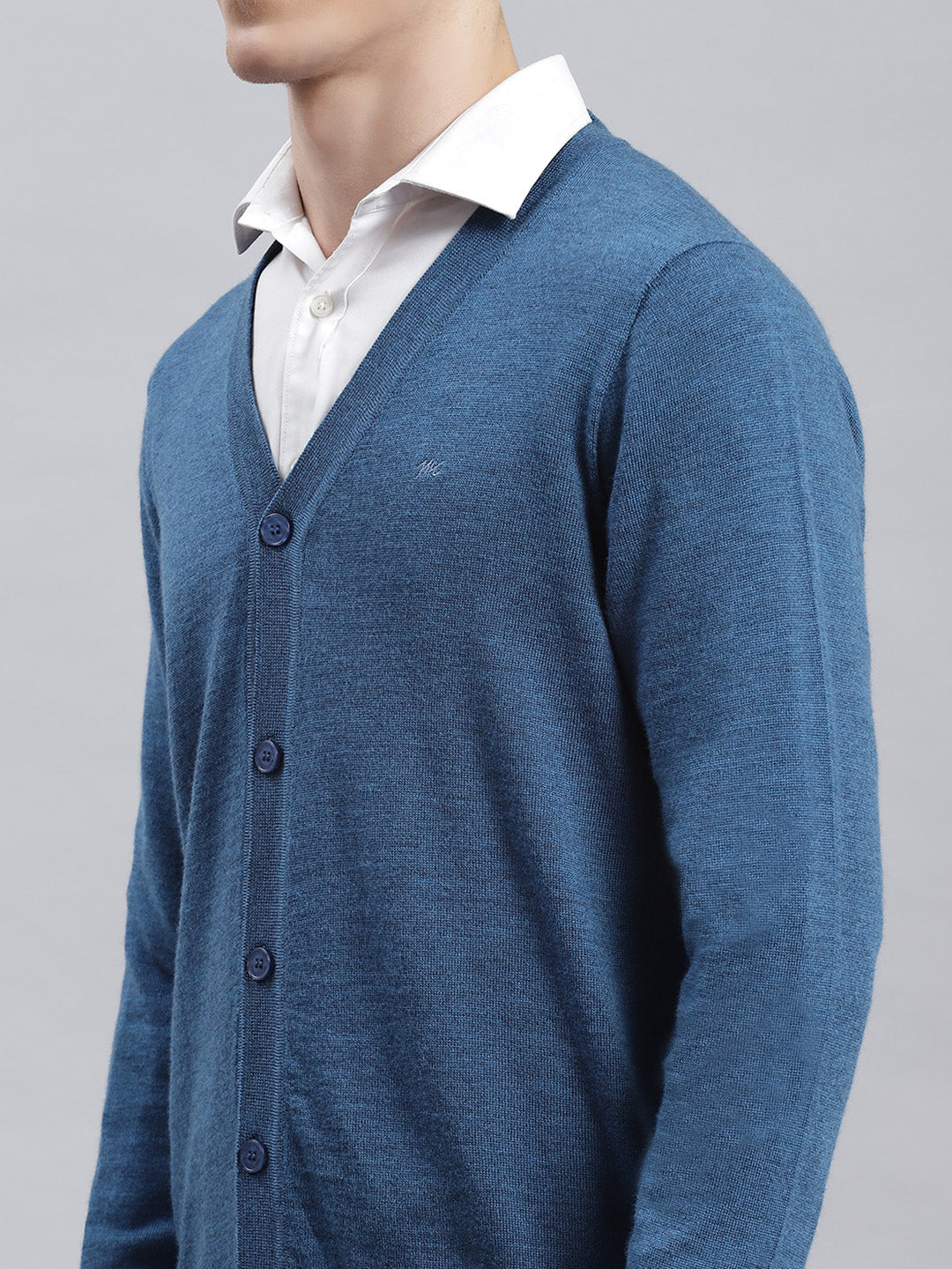 Men Blue Solid Cardigan