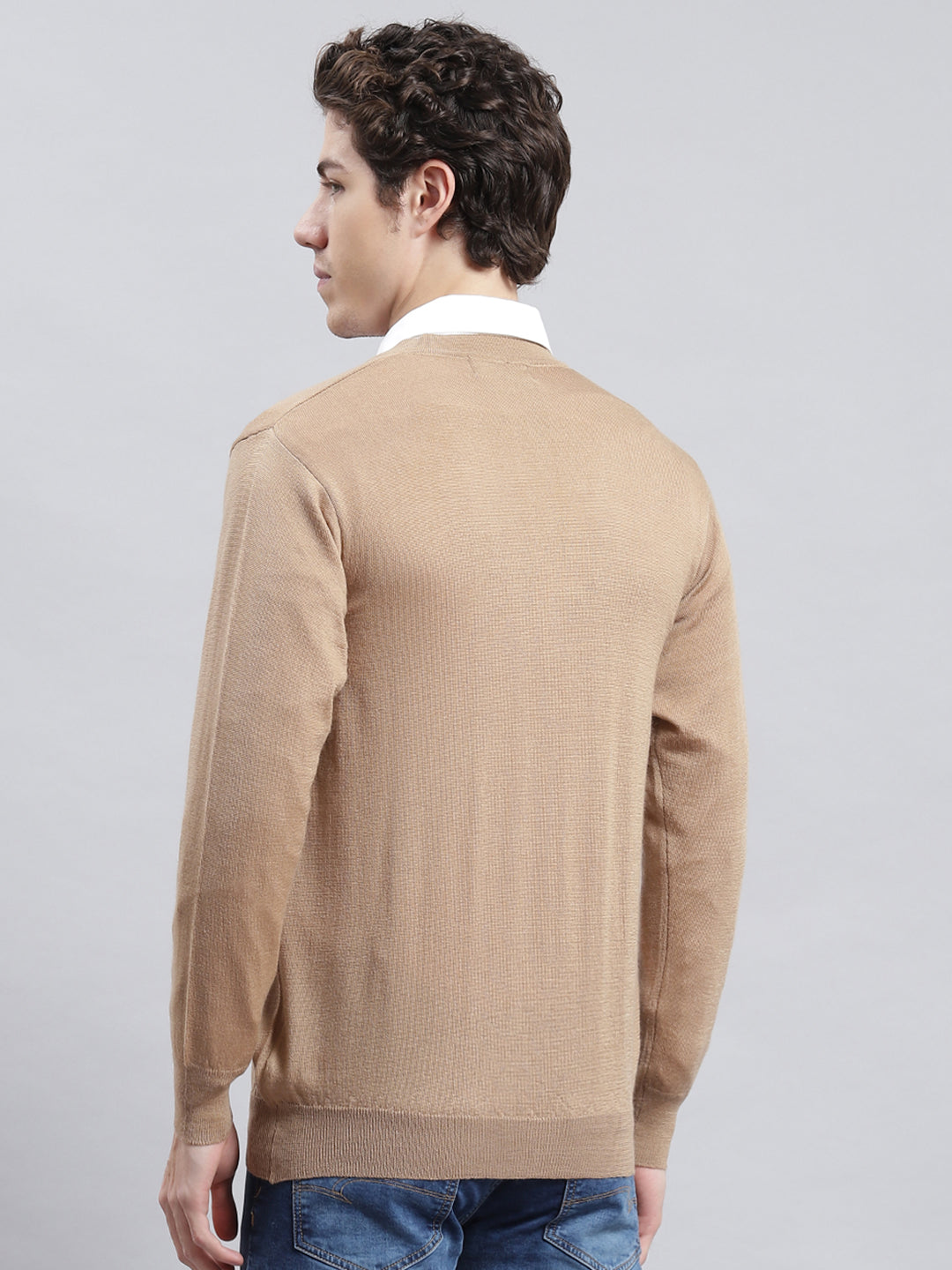 Men Brown Solid Cardigan
