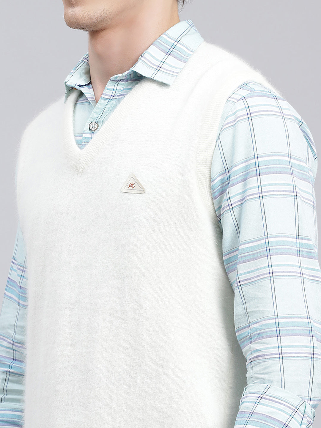 Men Off White Solid Angoora Sweater