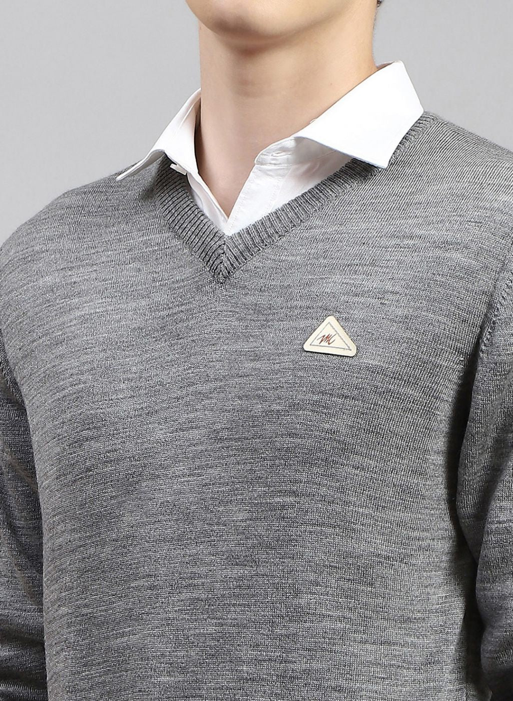 Men Grey Solid Wool blend Pullover