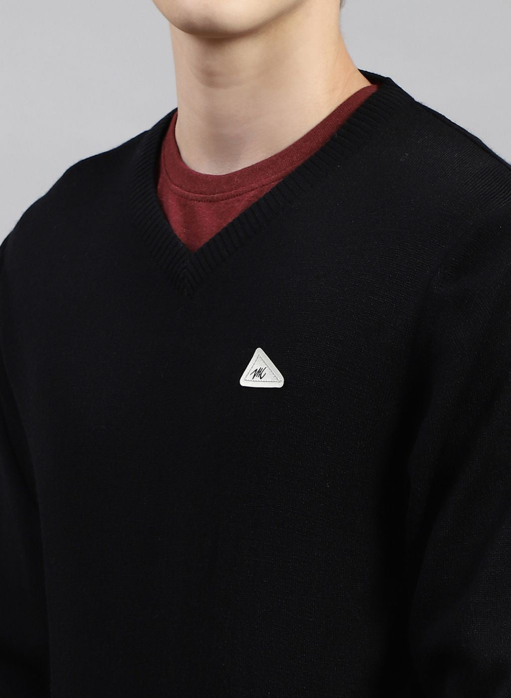 Men Black Solid Wool blend Pullover