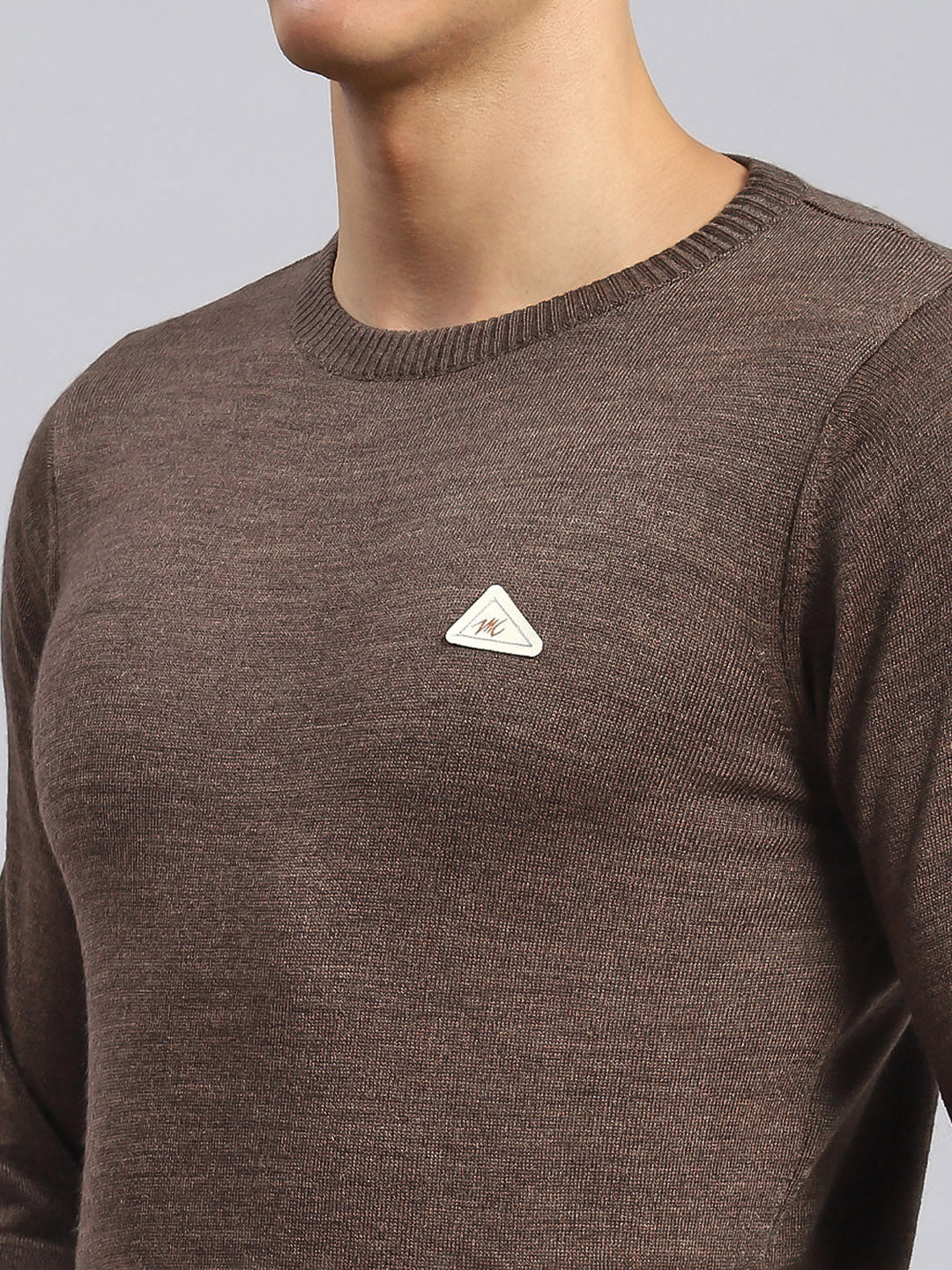 Men Brown Solid Wool blend Pullover