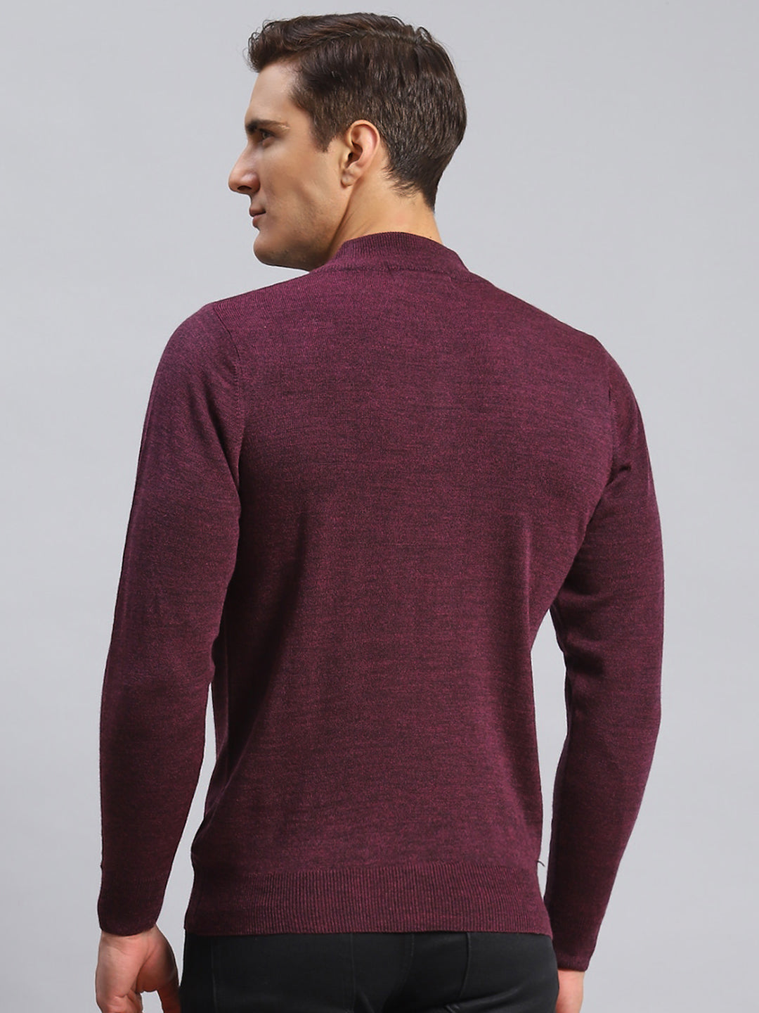 Men Purple Solid Wool blend Pullover