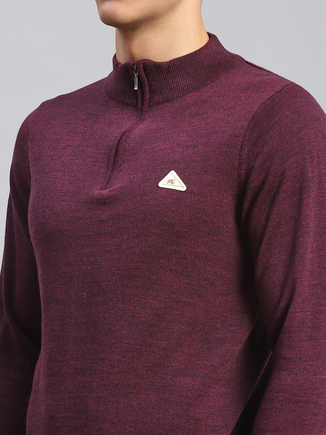 Men Purple Solid Wool blend Pullover