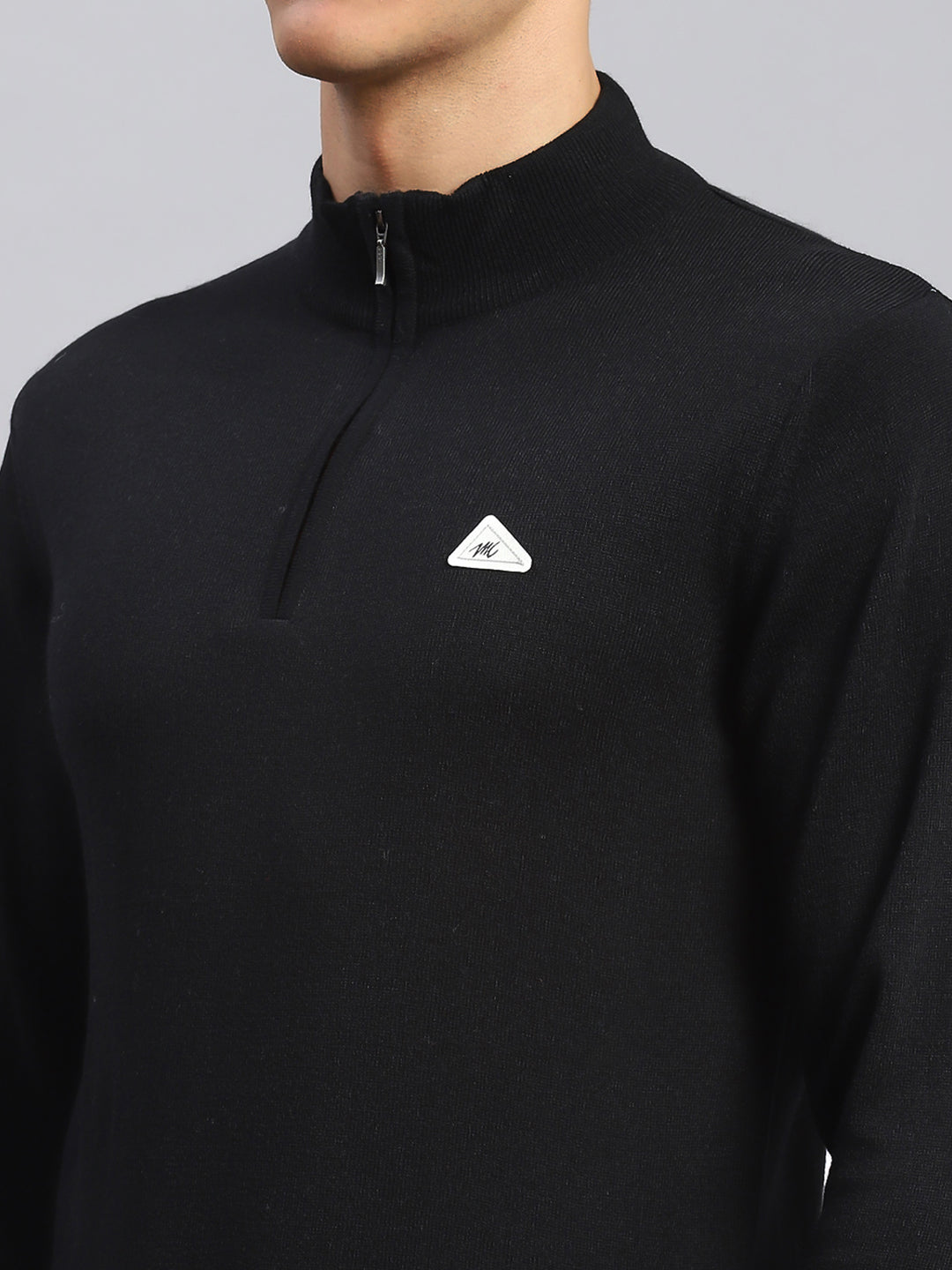 Men Black Solid Wool blend Pullover