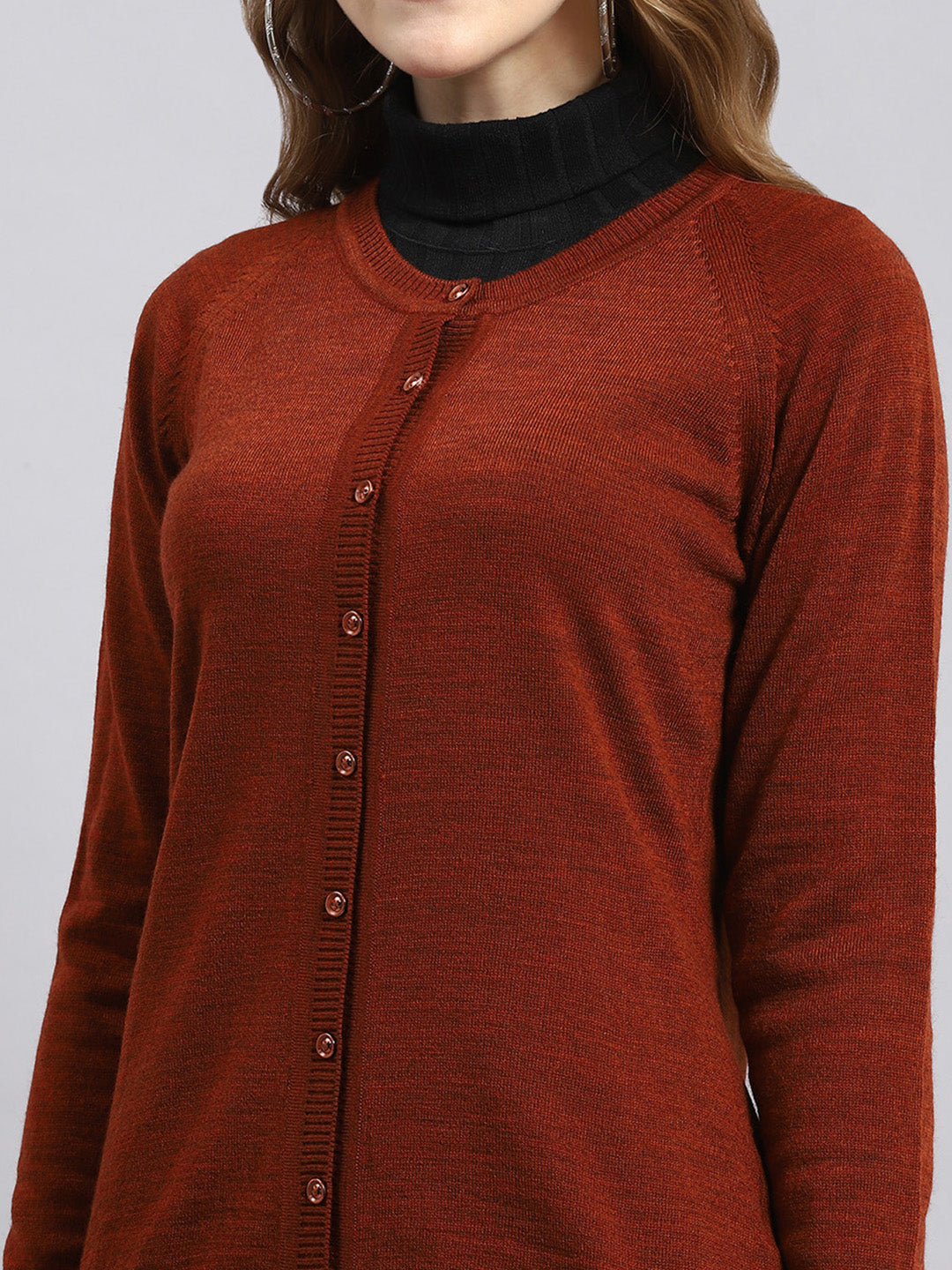 Women Orange Solid Cardigan