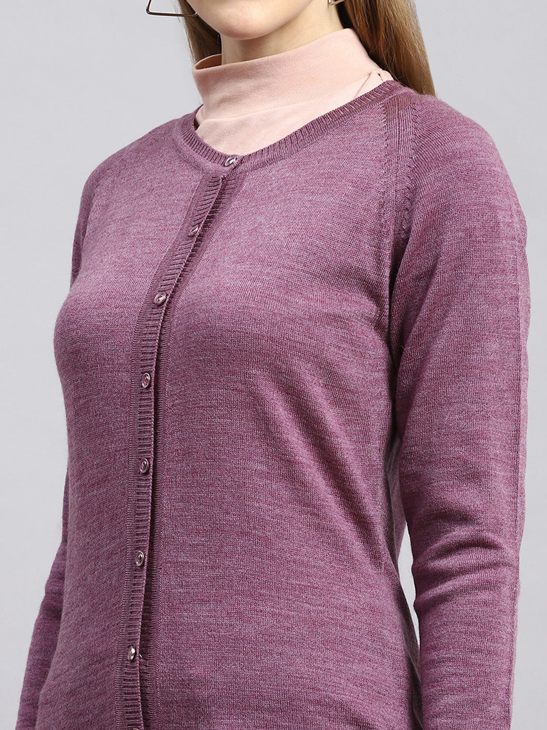 Women Purple Solid Cardigan