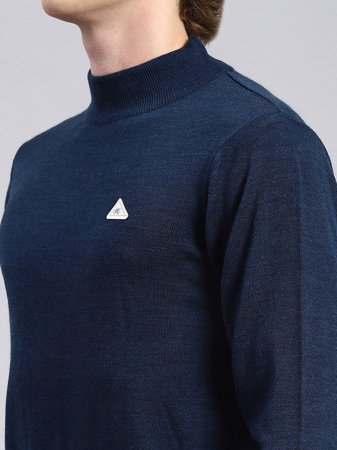 Men Navy Blue Solid Pullover