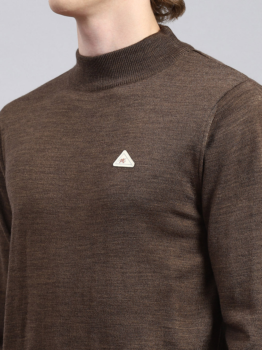 Men Brown Solid Pullover