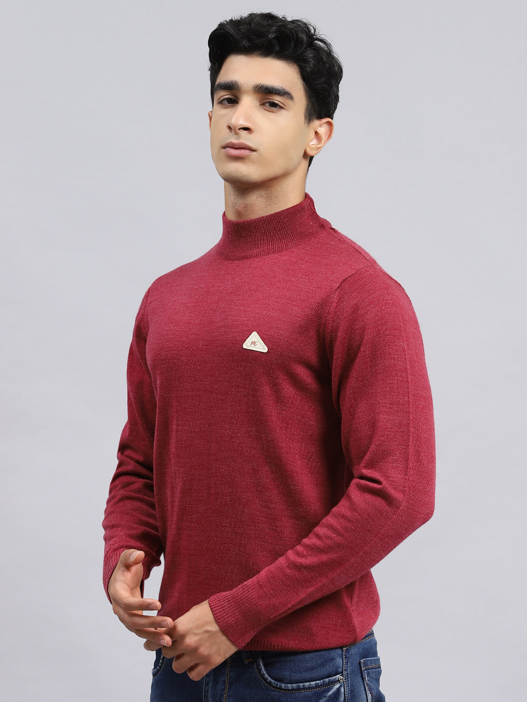 Men Pink Solid Pullover