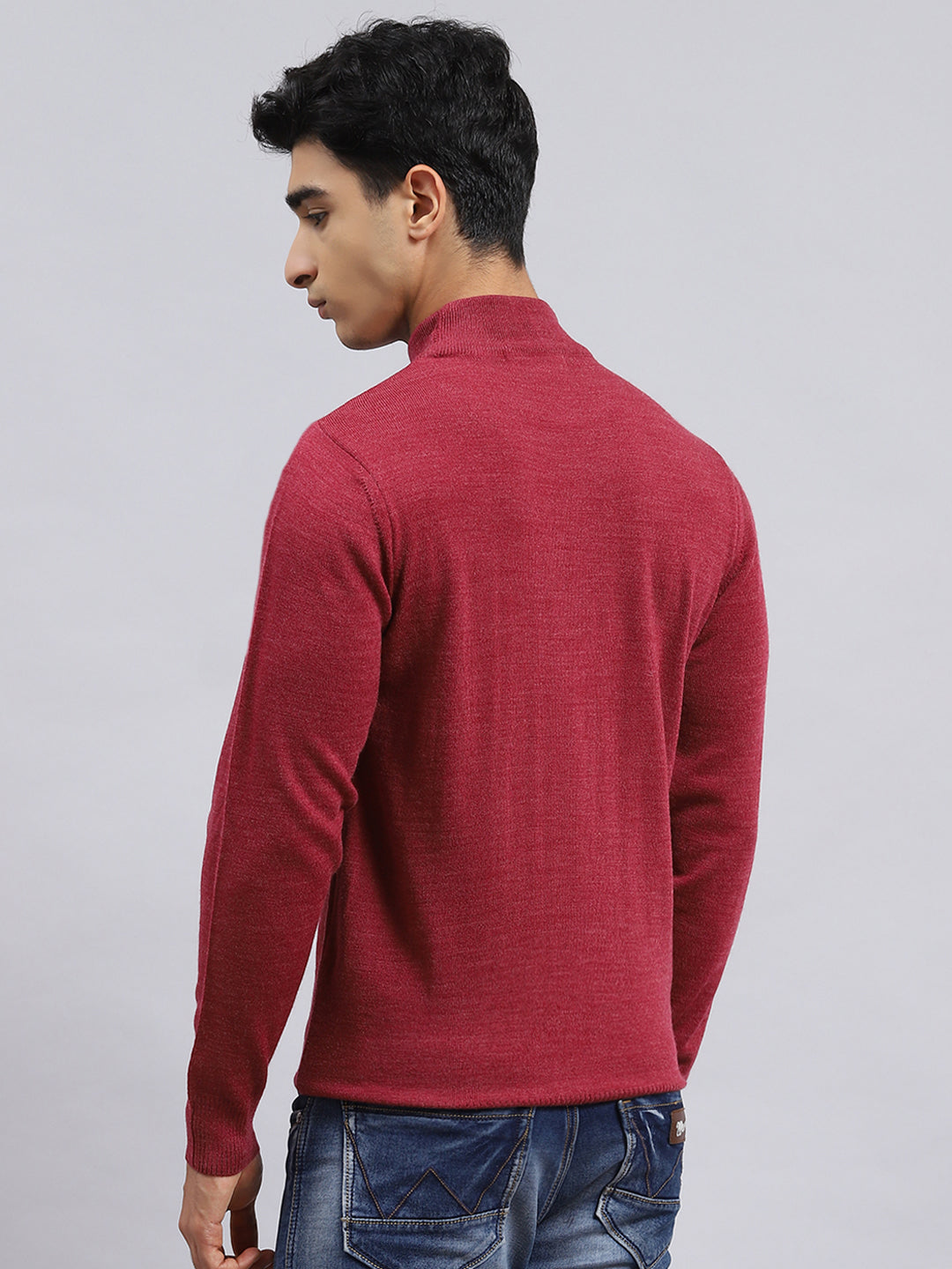 Men Pink Solid Pullover