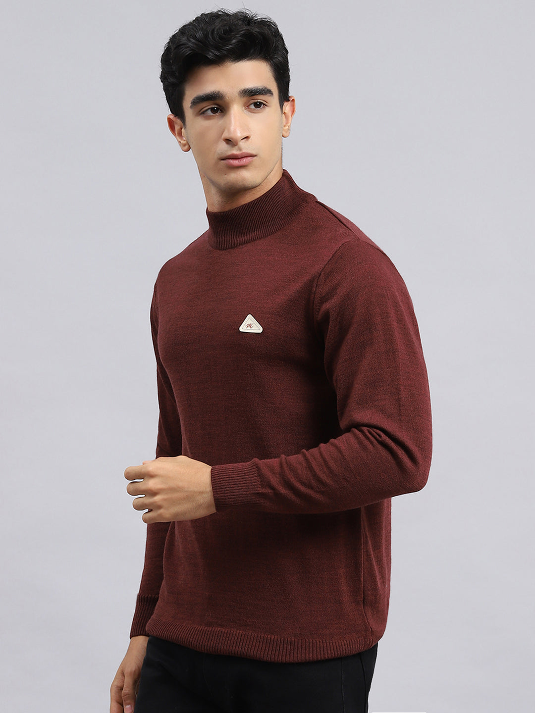 Men Brown Solid Pullover