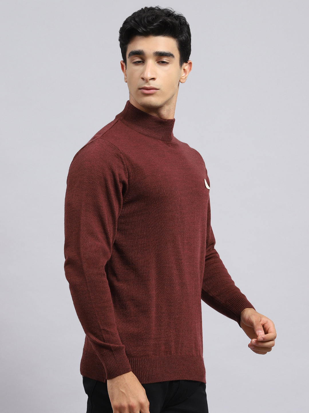 Men Brown Solid Pullover