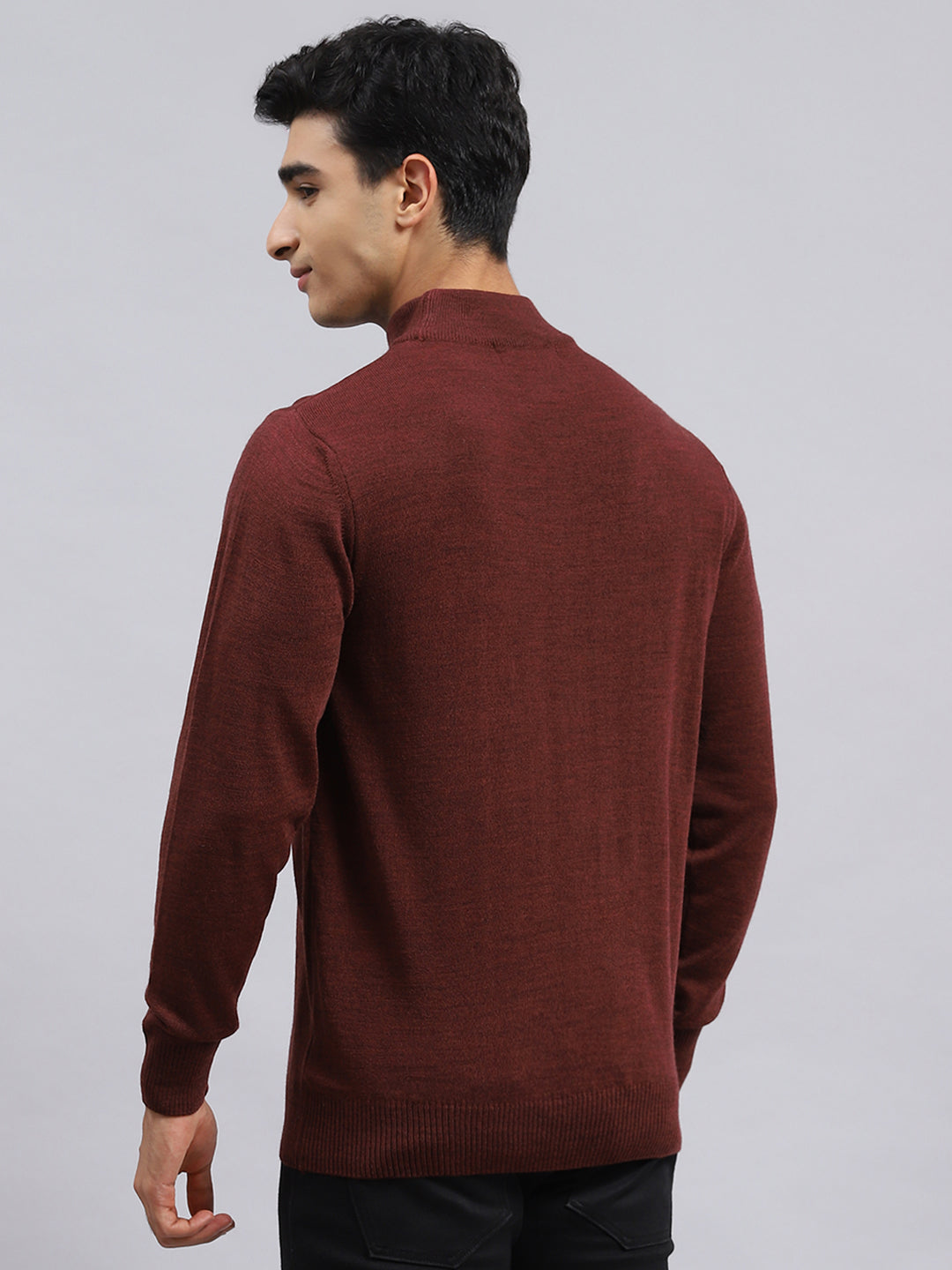 Men Brown Solid Pullover