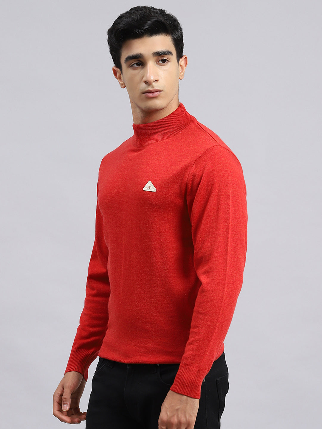Men Red Solid Pullover