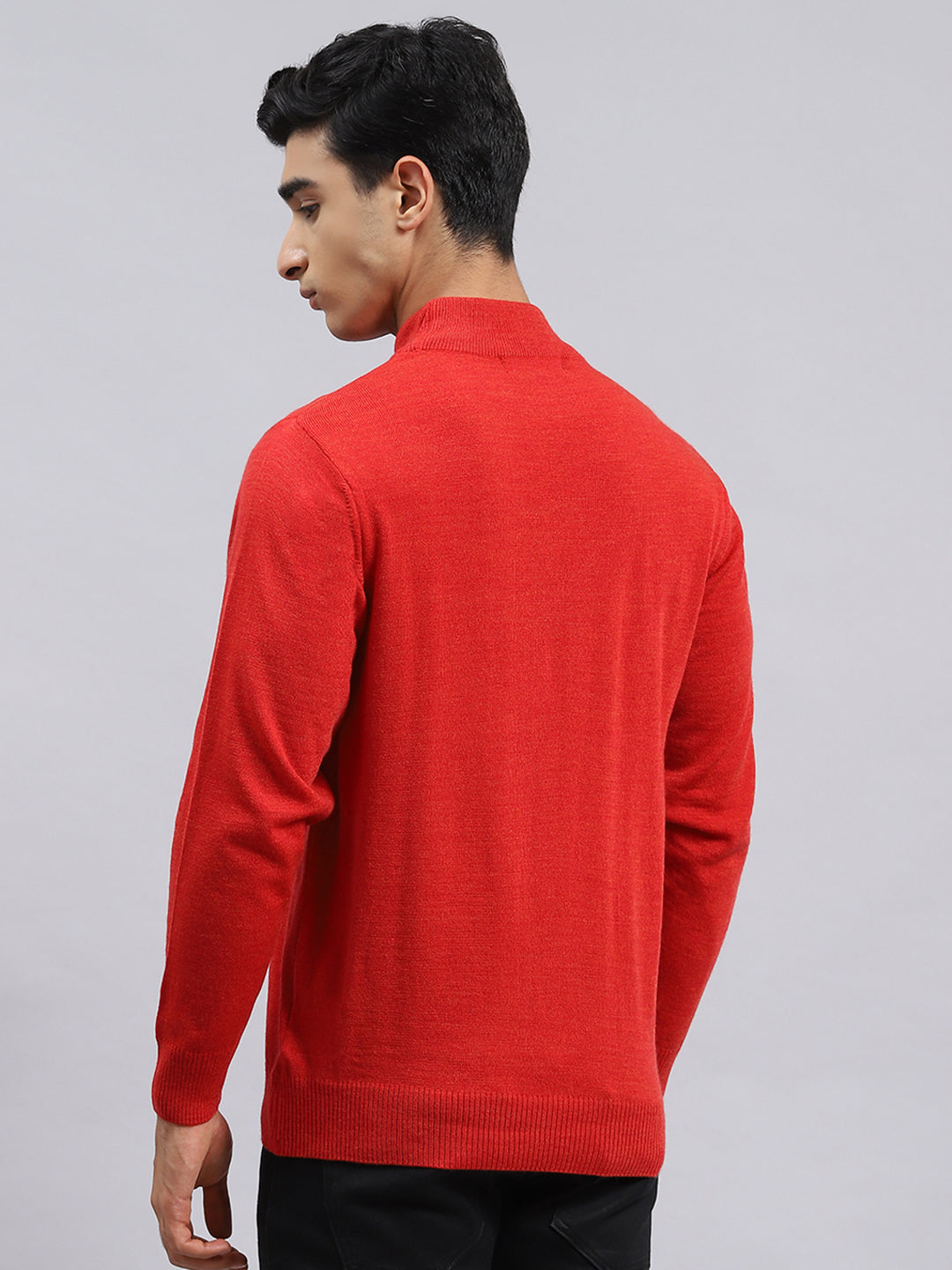 Men Red Solid Pullover