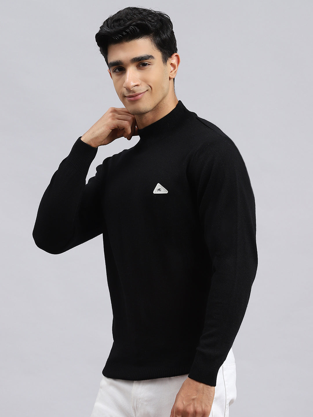 Men Black Solid Pullover