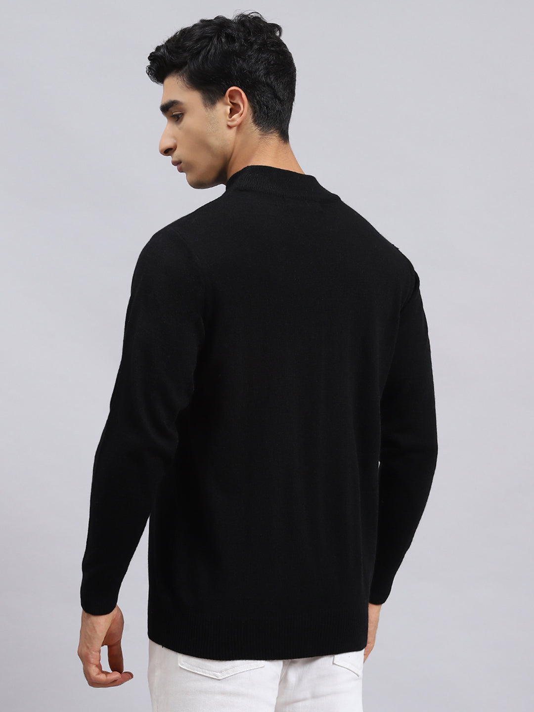 Men Black Solid Pullover