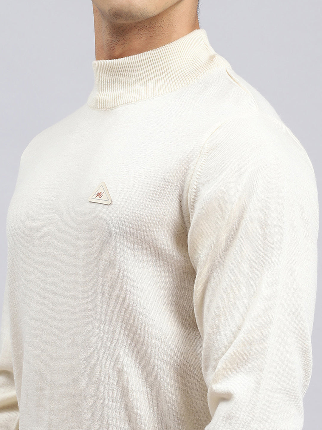 Men Cream Solid Pullover