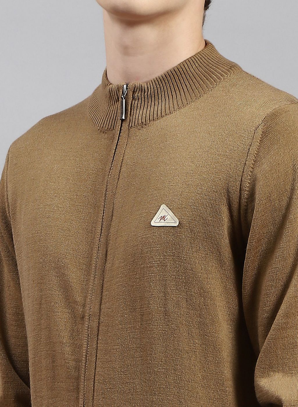 Men Beige Solid Wool blend Pullover