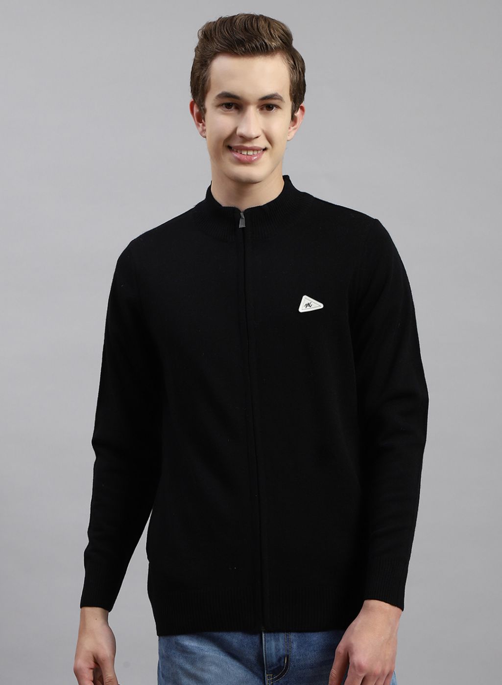 Men Black Solid Wool blend Pullover
