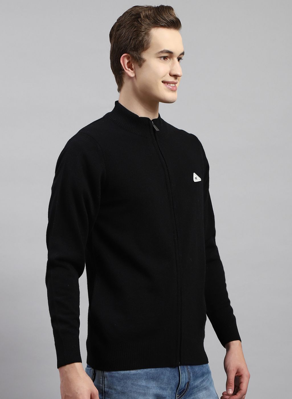 Men Black Solid Wool blend Pullover