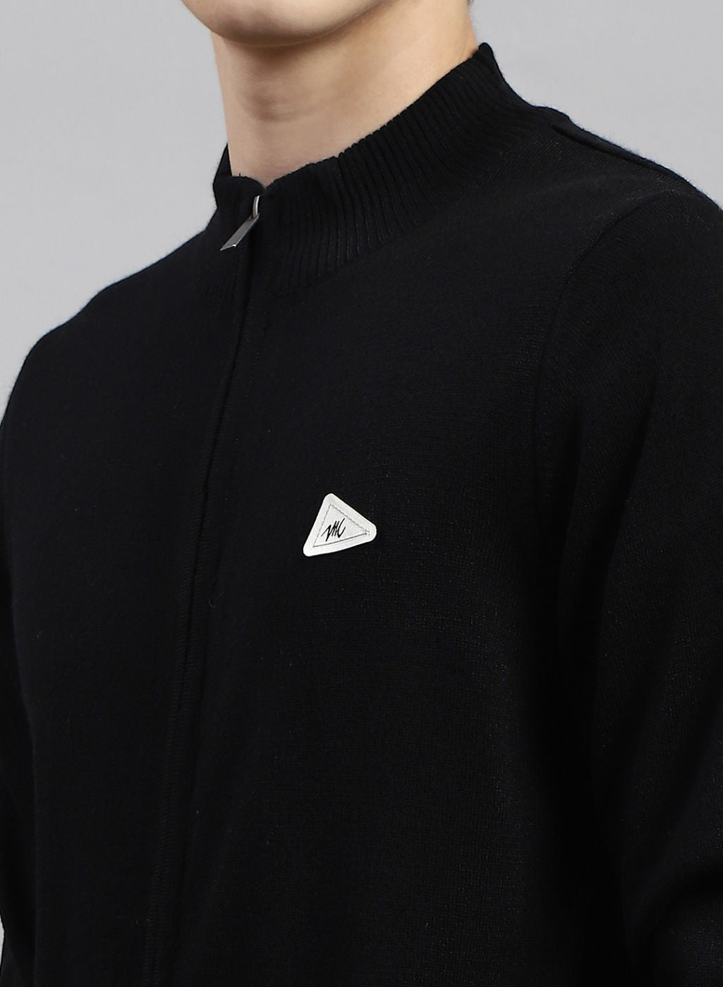 Men Black Solid Wool blend Pullover