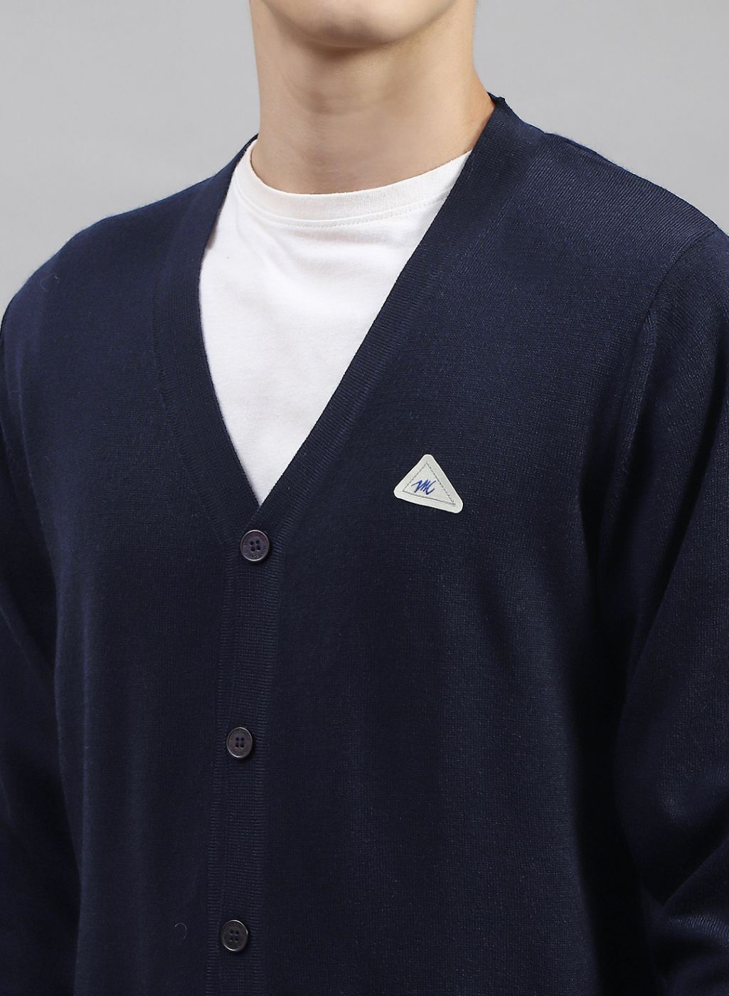 Men NAvy Blue Solid Wool blend Cardigan