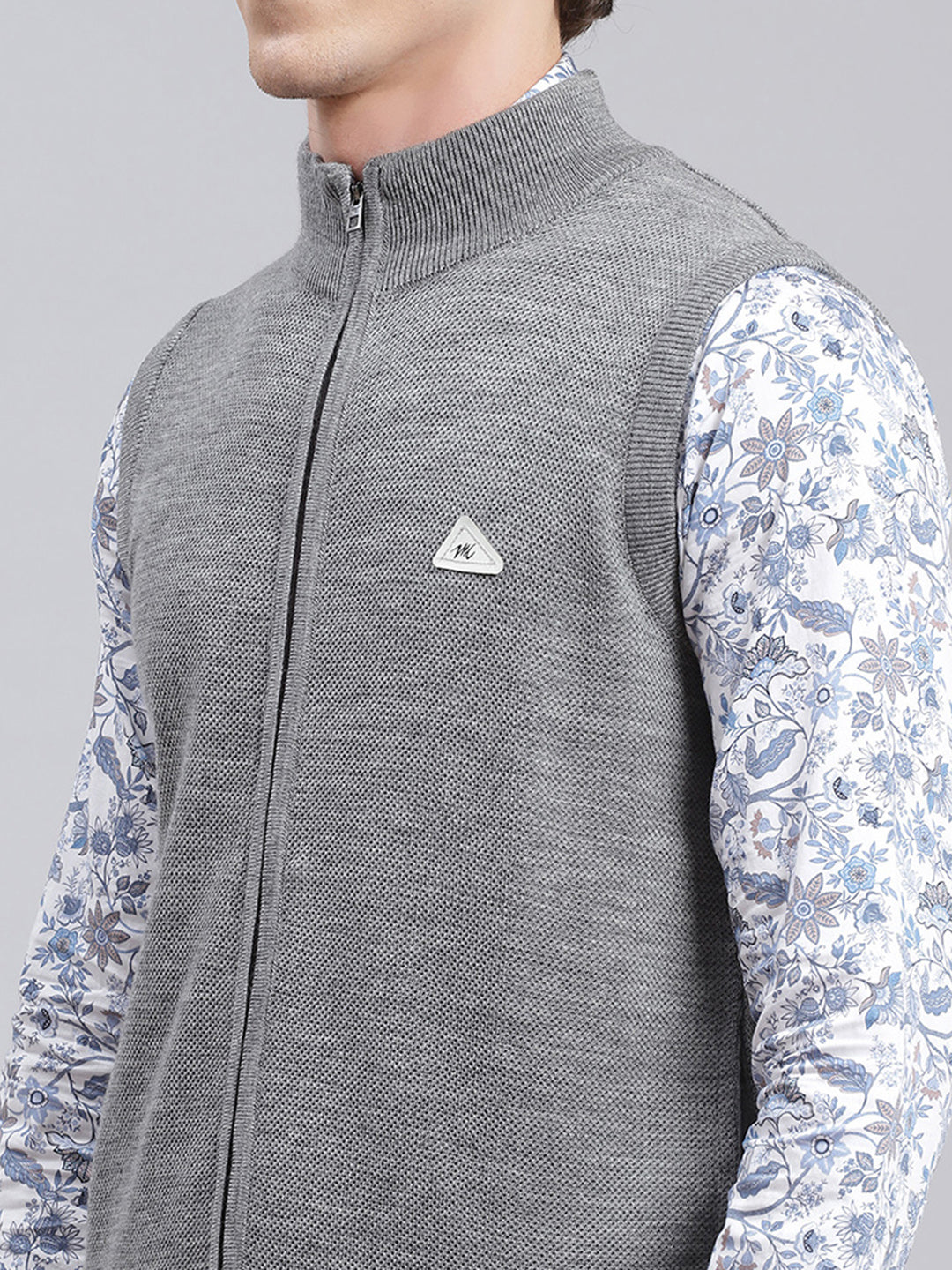 Men Grey Solid Wool blend Sweater